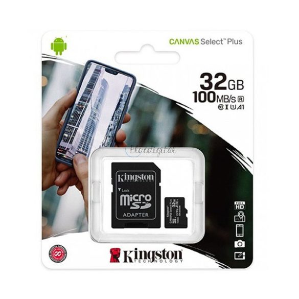 KINGSTON MEMÓRIAKÁRTYA TransFlash 32GB (microSDXC Canvas Select Plus - Class 10, UHS-1, A1) CAT S60, Blackberry DTEK50 , HTC Desire 825, Asus Zenfone 3 5.5 (ZE552KL), HTC One S9, Honor 8, Huawei Y6 