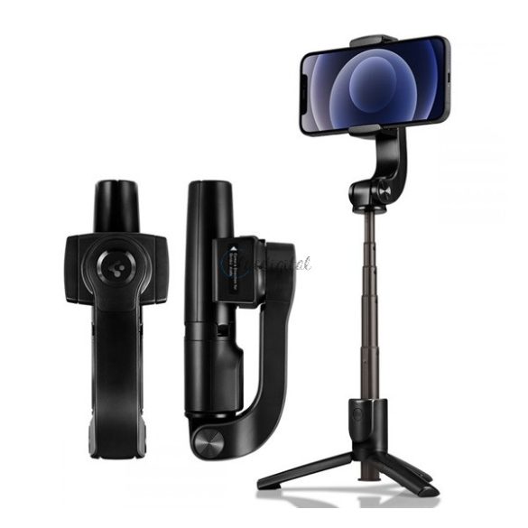 SPIGEN S610W állvány (Bluetooth vezerlő gomb, selfiebot, 50cm magas, 90°-ban forgatható, gimbal mód) FEKETE