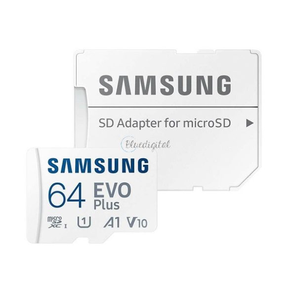 SAMSUNG MEMÓRIAKÁRTYA TransFlash 64GB (microSDXC EVOPlus Blue - Class 10, UHS-1) + SD adapter Motorola Moto G42 (XT2233), Xiaomi Redmi 10 (2022), Motorola Z3, Samsung Galaxy W (GT-I8150), Samsung Ga
