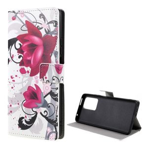 Tok álló, bőr hatású (FLIP, oldalra nyíló, asztali tartó funkció, lótuszvirág minta) FEHÉR Xiaomi 11T, Xiaomi 11T Pro