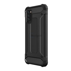 Defender műanyag telefonvédő (közepesen ütésálló, légpárnás sarok, szilikon belső, fémhatás) FEKETE Xiaomi Redmi Note 10 5G (Poco M3 Pro 5G)
