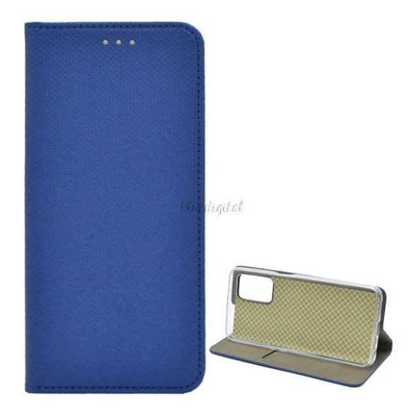 Tok álló, bőr hatású (FLIP, oldalra nyíló, asztali tartó funkció, rombusz minta) SÖTÉTKÉK Oppo A54 5G, Oppo A74 5G