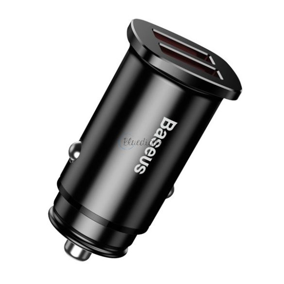 BASEUS autós töltő 2 USB aljzat (4.5V / 5000mA, 30W, QC 3.0, PD gyorstöltés támogatás) FEKETE