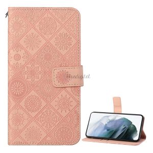 Tok álló, bőr hatású (FLIP, oldalra nyíló, asztali tartó funkció, dombornyomott virágminta) RÓZSASZÍN Xiaomi 11T, Xiaomi 11T Pro