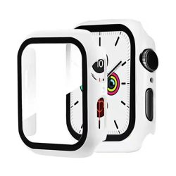  Műanyag keret (ütésálló + kijelzővédő üveg) FEHÉR Apple Watch Series 7 41mm