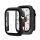 Műanyag keret (BUMPER, ütésálló + kijelzővédő üveg) FEKETE Apple Watch Series 7 41mm