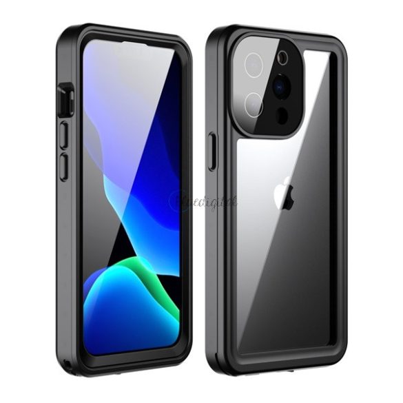 REDPEPPER vízhatlan / vízálló tok, AQUA (2 méterig, IP68, közepesen ütésálló, légpárnás sarok, logo kivágás) ÁTLÁTSZÓ Apple iPhone 13