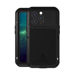   LOVE MEI Powerful defender telefonvédő (fém keret, extrém ütésálló, cseppálló, porálló + Gorilla Glass üveg) FEKETE Apple iPhone 13 Pro