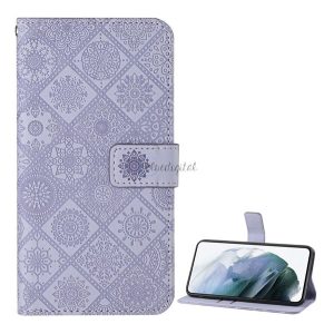 Tok álló, bőr hatású (FLIP, oldalra nyíló, asztali tartó funkció, dombornyomott virágminta) LILA Oppo A16s