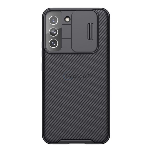 NILLKIN CAMSHIELD PRO műanyag telefonvédő (szilikon keret, közepesen ütésálló, kamera védelem, csíkos minta) FEKETE Samsung Galaxy S22 Ultra 5G (SM-S908)
