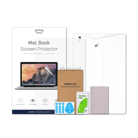WIWU képernyővédő fólia 2db (full screen, öntapadós PET, 0.15mm vékony) ÁTLÁTSZÓ Apple MacBook 14" (2021)