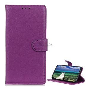 Tok álló, bőr hatású (FLIP, oldalra nyíló, asztali tartó funkció, prémium) LILA Xiaomi Redmi Note 11 Pro