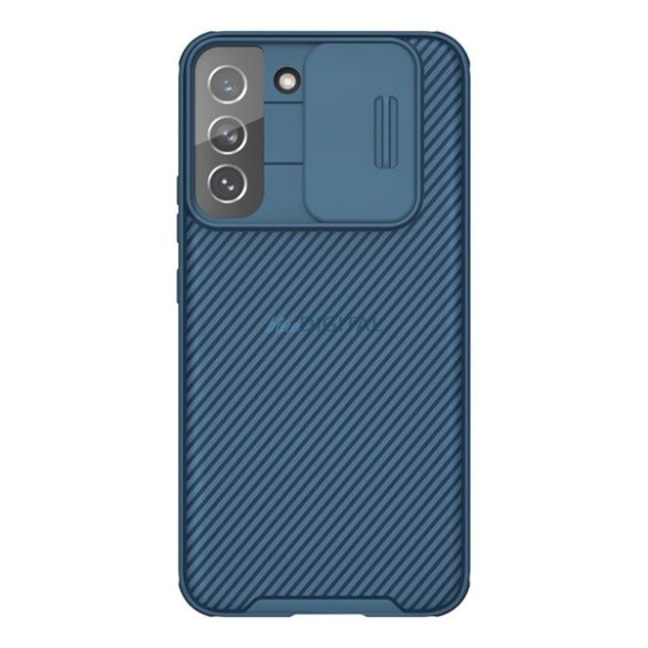 NILLKIN CAMSHIELD PRO műanyag telefonvédő (szilikon keret, ütésállóság, kameravédő, csíkos) SÖTÉTKÉK Samsung Galaxy S22 5G (SM-S901)