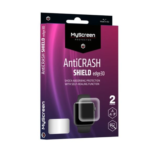 MYSCREEN ANTI CRASH EDGE képernyővédő fólia (3D, full cover, íves, karcálló, ütésálló, 0.2 mm, 6H) ÁTLÁTSZÓ Apple Watch Series 7 45mm