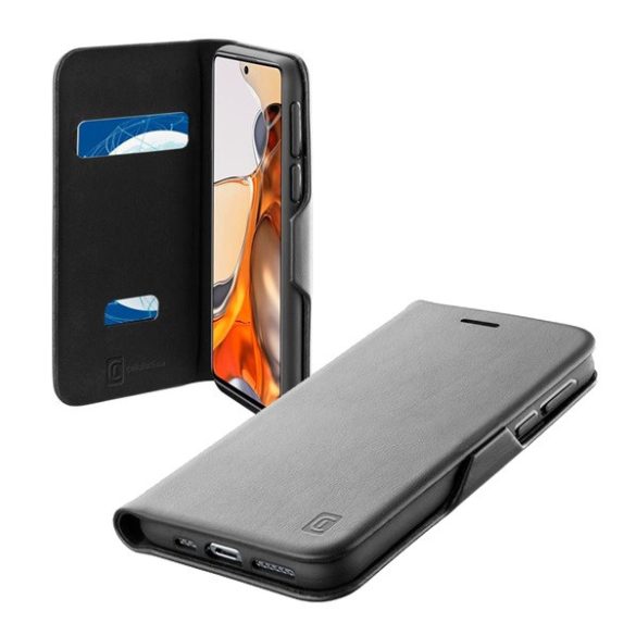 CELLULARLINE BOOK CLUTCH tok álló, bőr hatású (FLIP, oldalra nyíló, bankkártyatartó funkció) FEKETE Xiaomi Mi 11 Lite 4G, Xiaomi 11 Lite 5G NE, Xiaomi Mi 11 Lite 5G