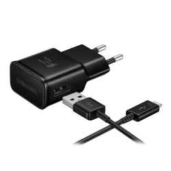   SAMSUNG hálózati töltő USB aljzat (15W, gyorstöltő + microUSB kábel) FEKETE
