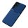 Műanyag telefonvédő (szilikon keret, közepesen ütésálló, beépített fémlemez, bőr hatású hátlap, csíkos minta) SÖTÉTKÉK Samsung Galaxy S22 Ultra 5G (SM-S908)