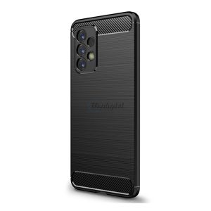 Szilikon telefonvédő (közepesen ütésálló, légpárnás sarok, szálcsiszolt, karbon minta) FEKETE Samsung Galaxy A53 (SM-A536) 5G