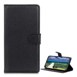   Tok álló, bőr hatású (FLIP, oldalra nyíló, asztali tartó funkció, prémium) FEKETE Samsung Galaxy A33 5G (SM-A336)
