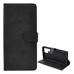   Tok álló, bőr hatású (FLIP, oldalra nyíló, asztali tartó funkció, prémium) FEKETE Samsung Galaxy S22 Ultra 5G (SM-S908)