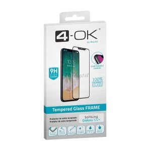 4-OK képernyővédő üveg (3D, íves, karcálló, tokbarát, ujjlenyomat olvasó, 9H) FEKETE Samsung Galaxy S22 Plus 5G (SM-S906)