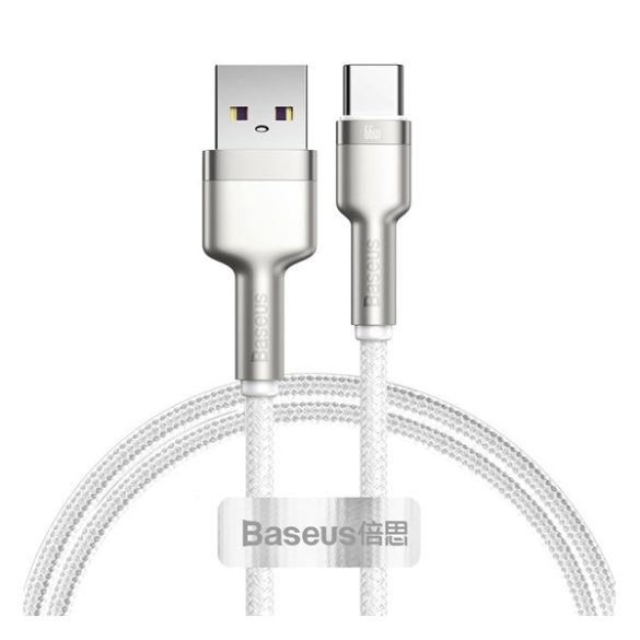 BASEUS CAFULE adatkábel (USB - Type-C, 66W, PD gyorstöltő, 100cm, cipőfűző) FEHÉR 