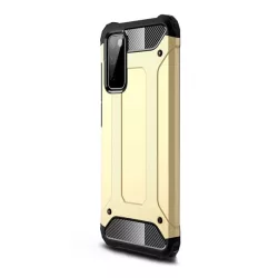   Defender műanyag telefonvédő (közepesen ütésálló, légpárnás sarok, szilikon belső, fémhatás) ARANY Samsung Galaxy S21 FE (SM-G990)