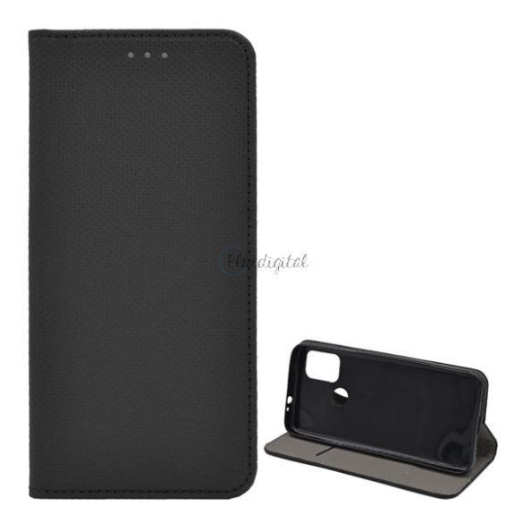 Tok álló, bőr hatású (FLIP, oldalra nyíló, asztali tartó funkció, rombusz minta) FEKETE Motorola Moto G10 (XT2127)