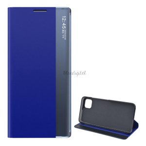 Tok álló, textil hatású (aktív FLIP, oldalra nyíló, asztali tartó funkció, Smart View Cover) SÖTÉTKÉK Samsung Galaxy A22 5G (SM-A226)