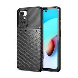   Szilikon telefonvédő (közepesen ütésálló, csíkos, dombor minta) FEKETE Xiaomi Redmi 10 (2021), Xiaomi Redmi 10 (2022)