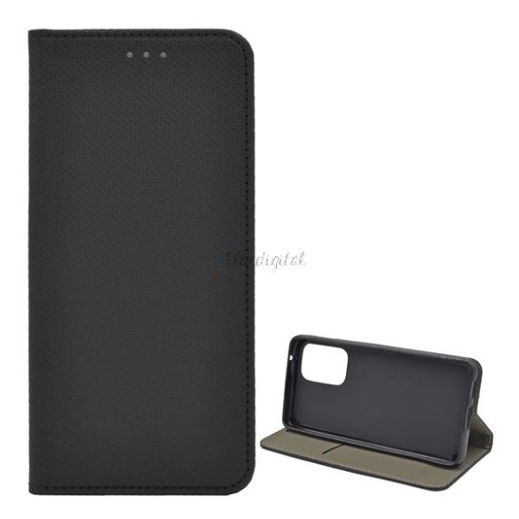 Tok álló, bőr hatású (FLIP, oldalra nyíló, asztali tartó funkció, rombusz minta) FEKETE Samsung Galaxy A53 (SM-A536) 5G