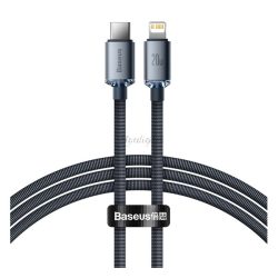   BASEUS CRYSTAL SHINE adatkábel (Type-C - lightning, 20W, PD gyorstöltő 120cm, cipőfűző) FEKETE