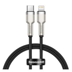   BASEUS CAFULE adatkábel (Type-C - lightning, 2.4A, PD gyorstöltő, 25cm, cipőfűző) FEKETE