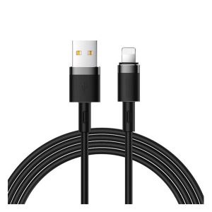 JOYROOM adatkábel (USB - lightning, 2.4A, gyorstöltő, 120cm, törésgátló) FEKETE