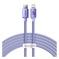   BASEUS CRYSTAL SHINE adatkábel (Type-C - lightning, 20W, PD gyorstöltő, 200cm, cipőfűző) LILA