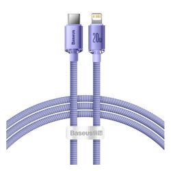   BASEUS CRYSTAL SHINE adatkábel (Type-C - lightning, 20W, PD gyorstöltő, 120cm, cipőfűző) LILA