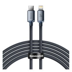   BASEUS CRYSTAL SHINE adatkábel (Type-C - lightning, 20W, PD gyorstöltő 200cm, cipőfűző) FEKETE