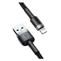   BASEUS CAFULE adatkábel (USB - lightning, 1.5A, gyorstöltő 3.0, 200cm, cipőfűző) FEKETE