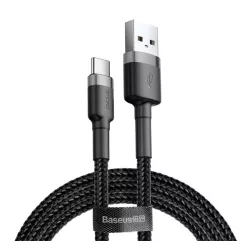   BASEUS CAFULE adatkábel (USB - Type-C, 2A, PD gyorstöltő 3.0, 300cm, cipőfűző) FEKETE/SZÜRKE