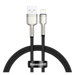   BASEUS CAFULE adatkábel (USB - lightning, 2.4A, PD gyorstöltő, 25cm, cipőfűző) FEKETE
