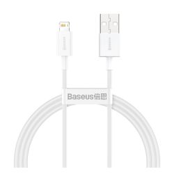   BASEUS SUPERIOR adatkábel (USB - lightning, 2.4A, PD gyorstöltő, 100cm, törésgátló) FEHÉR
