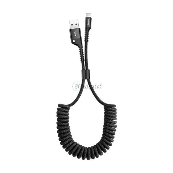 BASEUS adatkábel (USB - lightning, 2A, 100cm, spirálkábel) FEKETE