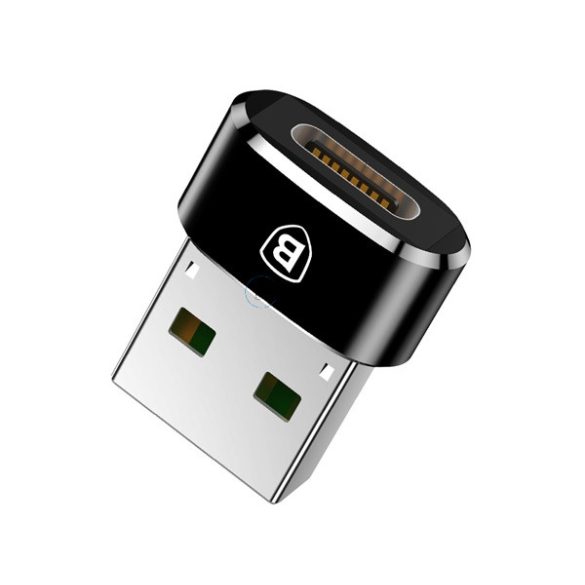BASEUS adapter (USB - Type-C aljzat, 3A, gyorstöltő, adatátvitel és töltés, OTG) FEKETE