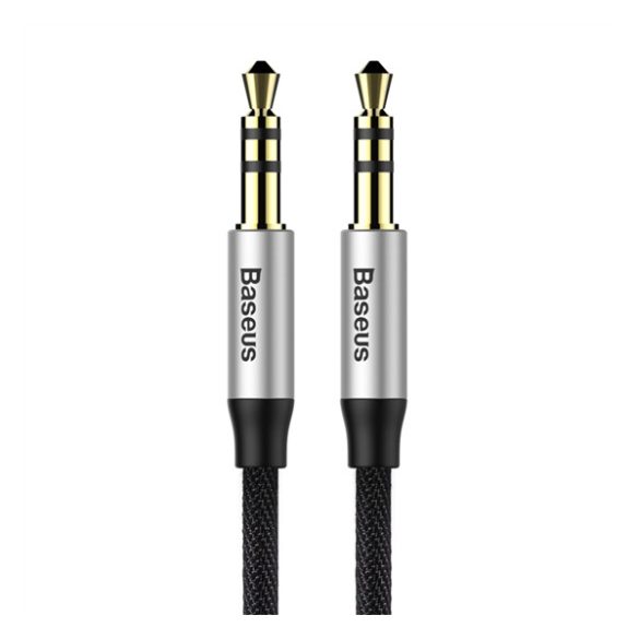 BASEUS YIVEN M30 audió kábel (3.5mm jack - 3.5mm jack, 100cm, cipőfűző) FEKETE