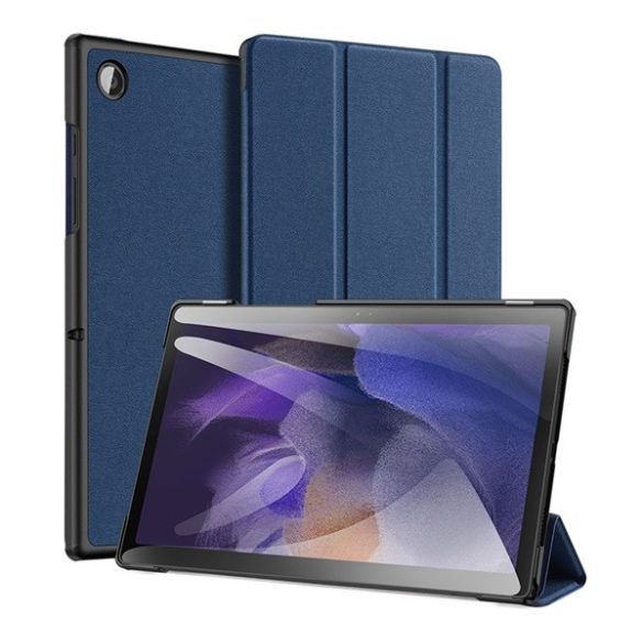 DUX DUCIS DOMO tok álló, bőr hatású (aktív FLIP, oldalra nyíló, TRIFOLD, asztali tartó, textil minta) SÖTÉTKÉK Samsung Galaxy Tab A8 10.5 WIFI (2021) SM-X200, Samsung Galaxy Tab A8 10.5 LTE (2021) SM-X205