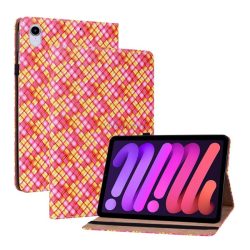   Tok álló, bőr hatású (FLIP, oldalra nyíló, asztali tartó, fonott minta) RÓZSASZÍN Apple IPAD mini 6 (2021)