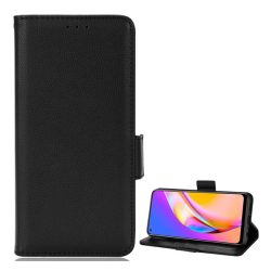   Tok álló, bőr hatású (FLIP, oldalra nyíló, asztali tartó funkció, prémium) FEKETE Oppo Reno 5 Z 5G, Oppo A94 5G