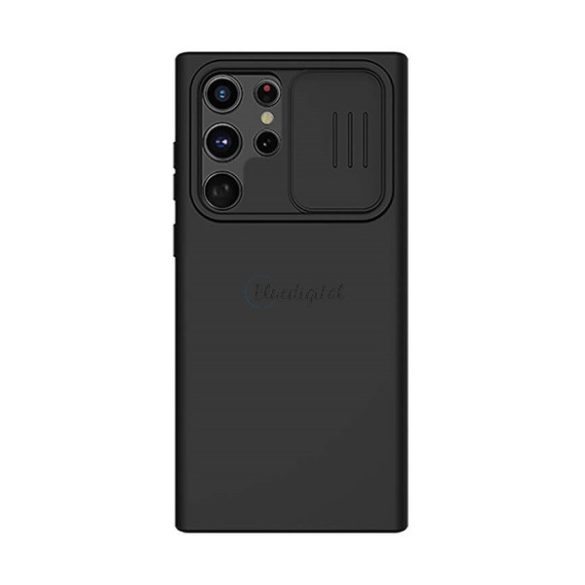NILLKIN CAMSHIELD SILKY szilikon telefonvédő (matt, mikrofiber plüss belső, kamera védelem, környezetbarát) FEKETE Samsung Galaxy S22 Ultra 5G (SM-S908)