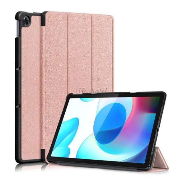 Tok álló, bőr hatású (aktív FLIP, oldalra nyíló, TRIFOLD, asztali tartó) ROZÉARANY Realme Pad