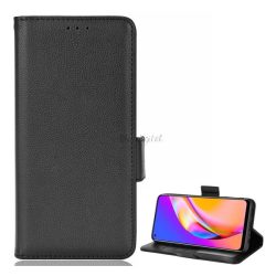   Tok álló, bőr hatású (FLIP, oldalra nyíló, asztali tartó funkció, prémium) FEKETE Oppo Reno 5 Lite